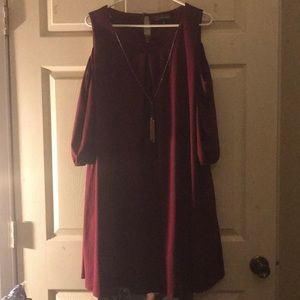Beautiful maroon dress with necklace